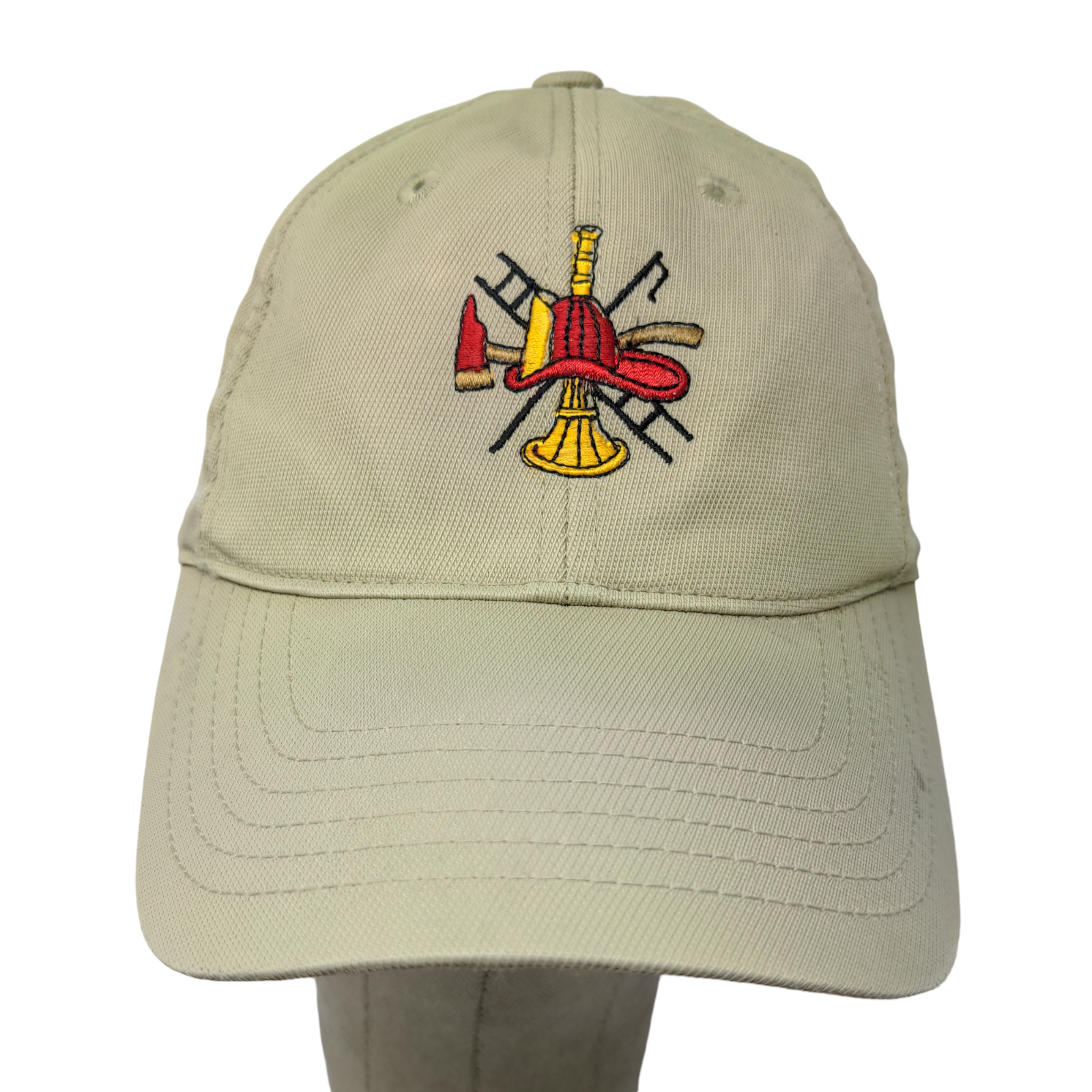 Port Authority Signature Mens Strapback Hat Green Embroidered Fireman Logo